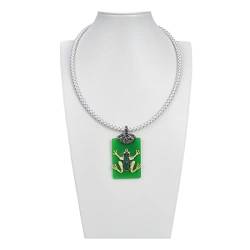 ZDVHOMCB Mode-Accessoires Schmuck 50,8 cm weiße Leder-Halskette grüner Jade-Frosch-Anhänger erfüllen von ZDVHOMCB