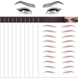 10 Stück Damen Eyebrow Shaping Schablonen Aufkleber, 6D Augenbrauen Tattoo Aufkleber, für den Täglichen Gebrauch, Partys, Shopping, Dating (Standard-Augenbraue + Braun) von ZEACCT