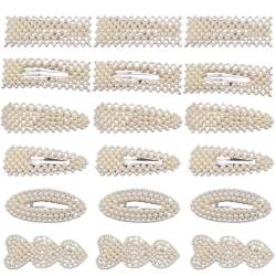 18 Stück Perlen-Haarschmuck für Mädchen, Perlen-Haarspangen, Künstliche Perlen-Haarspangen, Perlen-Haarspangen, Künstliche Perle Haarklammer, Perle Handgemachte Haarspange, Party-Haarspangen von ZEACCT