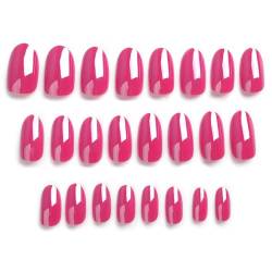 24 Stück Ovale Künstliche Nägel, Künstliche Nägel Spiegeln, Rosarot Spiegelnde Kunstnägel, Künstliche Nägel zum Aufkleben, Kurz Fake Nails mit Kleber für Frauen und Mädchen von ZEACCT