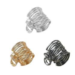 3er-Pack Hohe Pferdeschwanzklammern, Hohler Hoher Pferdeschwanzclip, Mini-Hoher Pferdeschwanzclip aus Kunststoff, Haarschmuck für Damen und Mädchen – Schwarz, Silber, Gold von ZEACCT