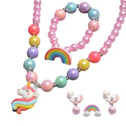 ZEACCT 5 Stück/Set Kinder Schmuck Set, Prinzessin Schmuck Set, Einhorn Schmuck Mädchen Set, Prinzessin Halskette Set, Mädchen Perlenkette Set, für Kinder Mädchen Party von ZEACCT