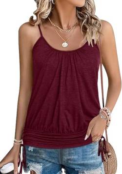 ZEAGOO Damen Cami Top Basic Tank Tops Ärmellose Blusentop Sommer Locker Unterhemd Casual Einfarbig Shirt Weinrot XXL von ZEAGOO