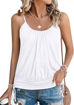 ZEAGOO Damen Freizeit Tank Tops Sommer Strand Unterhemd Ärmellose Camisole Rundhals Tanktops Locker Oberteile Spaghettiträger Weste Weiß M von ZEAGOO