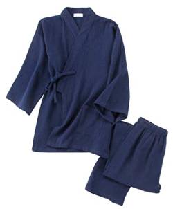 ZEALMAX Japanischer Kimono Herren Damen Baumwolle Leinen Pyjama Loungewear Home Casual Kleidung - Tops und Hosen Set, mehrfarbig, One size von ZEALMAX