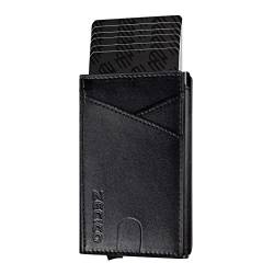 ZECICO Wallet - Kreditkartenetui mit RFID-Schutz - Geldbeutel für Herren - Slim Wallet mit Münzfach - Aluminium-Kartenhalter - Smart Wallet für Karten - Carbon Stil (Schwarzer Napa) von ZECICO