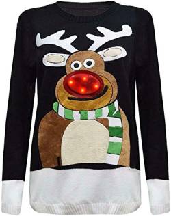 ZEE FASHION Frauen Jumper Langen Ärmeln Weihnachtsbaum Led Licht Xmas Neuheit von ZEE FASHION