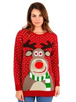 ZEE FASHION Unisex Weihnachtspullover Rudolph Drucken 3D Nase Pom von ZEE FASHION