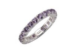 Fingerring ZEEME "925/- Sterling Silber rhodiniert Amethyst" Fingerringe Gr. 060 (19,1), Silber 925 (Sterlingsilber), weiß (weiß, lila) Damen Fingerringe von ZEEme