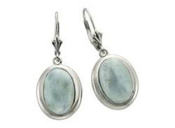 Paar Ohrhänger ZEEME "925/- Sterling Silber Larimar" Ohrringe Gr. ONE-SIZE, Silber 925 (Sterlingsilber), weiß (weiß, hellblau) Damen Ohrhänger von ZEEme