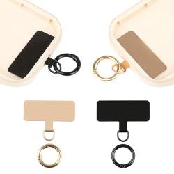 ZEFAN Handykette Pads Set, 2 Handy Lanyard Pads mit Metallring, Universal Handy Umhängeband Pads für Sichere Drop-und Verlustprävention (Schwarz und Gold) von ZEFAN