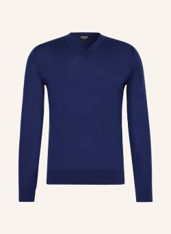 Zegna Cashmere-Pullover Mit Seide blau von ZEGNA