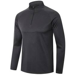 ZENGVEE 1/4 Half Zip Langarmshirts Für Herren Funktionsshirt Herren Langarm Stehkragen Laufshirt Langarm Atmungsaktiv Sportshirt Langarm Longsleeve Sport Gym Running Trainingsshirt(CW-DE1611-Black-M von ZENGVEE