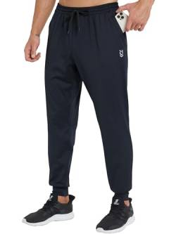 ZENGVEE 1er Pack Jogginghose Herren Sporthose Lang Trainingshose Herren Graue Track Pants Atmungsaktiv Trocknend Laufhose mit Tasche fur Gym Outdoor Sport Fitness(0608-Black-L) von ZENGVEE