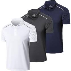 ZENGVEE 3er Pack Poloshirt Herren Kurzarm Golf Tshirts Atmungsaktives Casual Sport Outdoor Polo Shirts Männer Sommer T-Shirt Tennis（0507-White Grey Navy-M） von ZENGVEE