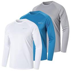 ZENGVEE 3er Pack UV Shirt Herren Rashguard UPF 50+ UV Schutz Shirt Schwimmshirt Herren Lässig Sonnenschutz Sport Tshirt Männer Atmungsaktiv für Outdoor Wasser Schwimmen (0618-Navy White Gray-XL) von ZENGVEE