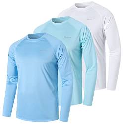 ZENGVEE 3er Pack UV Shirt Herren Rashguard UPF 50+ UV Schutz Shirt Schwimmshirt Herren Lässig Sonnenschutz Sport Tshirt Männer Atmungsaktiv für Wasser Surfen Schwimmen (0618-Blue White Lake-2XL) von ZENGVEE