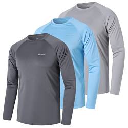 ZENGVEE 3er Pack UV Shirt Herren Rashguard UPF 50+ UV Schutz Shirt Schwimmshirt Herren Lässig Sonnenschutz Sport Tshirt Männer Atmungsaktiv für Wasser Surfen Schwimmen (0618-Gray Blue Darkgray-S) von ZENGVEE