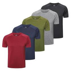 ZENGVEE 5er Pack Funktionsshirt Herren Sport Tshirts Sportshirt Herren Kurzarm Atmungsaktive Trainingsshirt Men Gym Shirt Laufshirt Männer Fitness T Shirt Herren Set（210-Black Gray Green Navy Red-2XL） von ZENGVEE