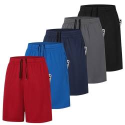 ZENGVEE 5er Pack Sporthose Herren Kurz Sport Shorts Hosen Kurze Männer Laufhose Trainingshose mit Taschen Atmungsaktives Jogginghose Gym Hose fur Basketball Fitness Outdoor Tennishose (0904-Red-M) von ZENGVEE