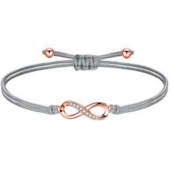 ZENI Unendlichkeitszeichen Armband Roségold für Junge Mädchen, Handgefertigtes Stoffarmband Grau Verstellbar für Damen, Geburtstagsschmuck Geschenke für Kinder von ZENI