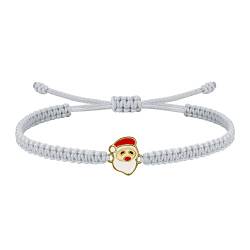 ZENI Weihnachtsmann Armband Geschenk für Mädchen Kinder Damen Handgefertigte Filigrane Schnur Armband, Weihnachten Geburtstag Geschenk, Grau von ZENI