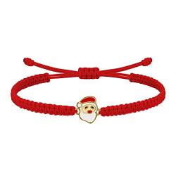 ZENI Weihnachtsmann Armband Geschenk für Mädchen Kinder Damen Handgefertigte Filigrane Schnur Armband, Weihnachten Geburtstag Geschenk, Rot von ZENI