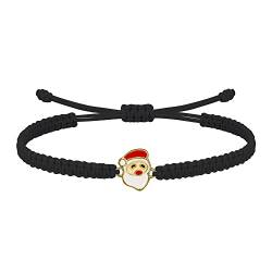 ZENI Weihnachtsmann Armband Geschenk für Mädchen Kinder Damen Handgefertigte Filigrane Schnur Armband, Weihnachten Geburtstag Geschenk, Schwarz von ZENI