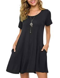 ZENNILO Plus Size Casual T Shirt Kleider für Frauen Flowy Swing Tunika Kleid Taschen, A Schwarz, Mittel von ZENNILO