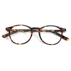 ZENOTTIC Rund Brille Klassische Nerdbrille Ohne Sehstärke Brillengestelle Damen Brillenfassung Fake Brille Ohne Stärke für Herren, Tortoise, S von ZENOTTIC