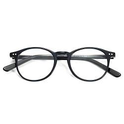ZENOTTIC Rund Brille Klassische Nerdbrille Ohne Sehstärke Brillengestelle Damen Brillenfassung Fake Brille Ohne Stärke für Kinder, Schwarz, S von ZENOTTIC