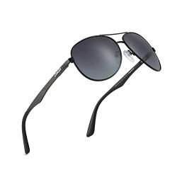 ZENOTTIC Sonnenbrille Herren & Damen - Polarisierte Retro Pilotenbrille mit Kohlefaser-Metallrahmen und UV400 Schutz für Fahren, Reisen und Angeln von ZENOTTIC