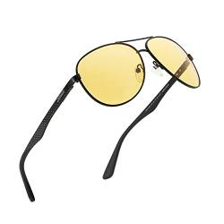 ZENOTTIC Sonnenbrille Herren & Damen - Polarisierte Retro Pilotenbrille mit Kohlefaser-Metallrahmen und UV400 Schutz für Fahren, Reisen und Angeln von ZENOTTIC