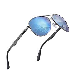 ZENOTTIC Sonnenbrille Herren & Damen - Polarisierte Retro Pilotenbrille mit Kohlefaser-Metallrahmen und UV400 Schutz für Fahren, Reisen und Angeln von ZENOTTIC