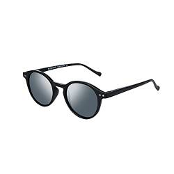 ZENOTTIC Sonnenbrille Polarisiert Rund Retro Klassisch UV 400 Schutz Vintage Rahmen für Herren Damen (MATT SCHWARZ + GRAU) von ZENOTTIC