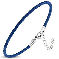 ZENSE - Herrenarmband aus feinem Leder in blauer Farbe ZB0243 [Handgelenkanpassung mit Verlängerung 5cm] von ZENSE