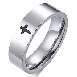 ZENSE - Lateinisches Kreuz Ring für Männer in Silber Stahl ZR0167 von ZENSE