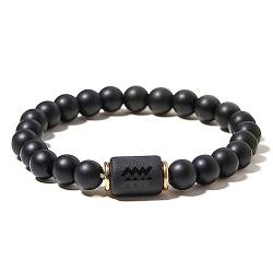 ZENSE - Schwarzes Zodiac Stretch-Armband für Männer mit Onyx-Perlen von ZENSE