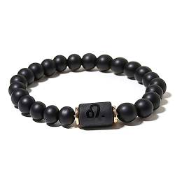 ZENSE - Schwarzes Zodiac Stretch-Armband für Männer mit Onyx-Perlen von ZENSE