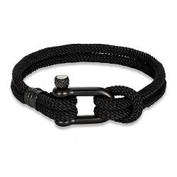 ZENSE - Schwarzes nautisches Schäkelarmband für Männer geflochtenem Seil ZB0370 von ZENSE