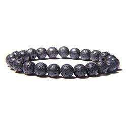 ZENSE - Verstellbares Armband für Männer mit schwarzen Perlen aus vulkanischer Lava ZB0341 von ZENSE