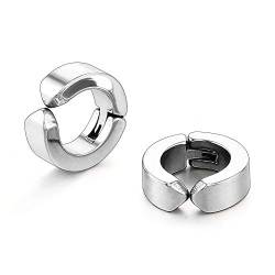 Zense - Silberne Ohrringe für Männer mit Bügel ohne Ohrlöcher ZE0069 von ZENSE