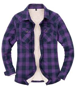 ZENTHACE Damen-Flanell-Hemdjacke,mit Fleece gefüttert,Knopfleiste Violett XL von ZENTHACE