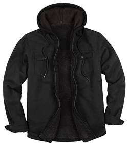 ZENTHACE Herrenjacke mit Sherpa-Futter, durchgehender Reißverschluss, kariert, Schwarz, Large von ZENTHACE