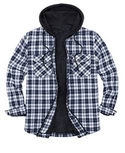 ZENTHACE Herrenjacke mit Sherpa-Futter, durchgehender Reißverschluss, kariert Marineblau/Weiß L von ZENTHACE