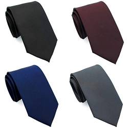 ZENXUS Extra lange Krawatten für Herren, groß und groß, 150 cm oder 177,8 cm lange Krawatten, 4 Stück, /Schwarz/Burgunderrot/Marineblau/Grau, 160 cm-XL von ZENXUS
