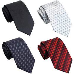 ZENXUS Extra lange Krawatten für Herren groß und hoch, 160 cm oder 177,8 cm Länge, 4 Stück - Rot - 178 cm-XXL von ZENXUS