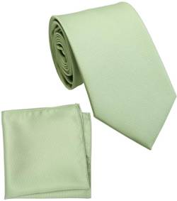ZENXUS Normale Krawatte und Einstecktuch für Herren, einfarbiges Krawatten-Set, 8,1 cm Standardbreite, 23 Salbeigrün, Regulär von ZENXUS