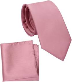 ZENXUS Normale Krawatte und Einstecktuch für Herren, einfarbiges Krawatten-Set, 8,1 cm Standardbreite, 34 Dusty Rose, Regulär von ZENXUS