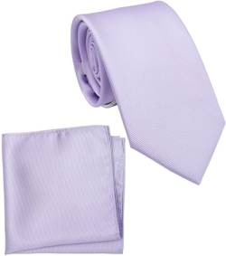ZENXUS Normale Krawatte und Einstecktuch für Herren, einfarbiges Krawatten-Set, 8,1 cm Standardbreite, 40 Flieder Lavendel, Regulär von ZENXUS